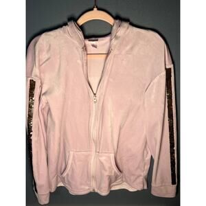 More Than Magic Velour Hoodie Girls Size X-Large 12-14 Lilac Sequin Zip Up